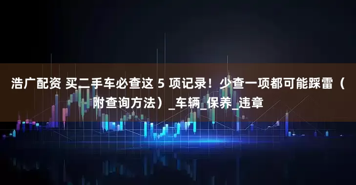 浩广配资 买二手车必查这 5 项记录！少查一项都可能踩雷（附查询方法）_车辆_保养_违章